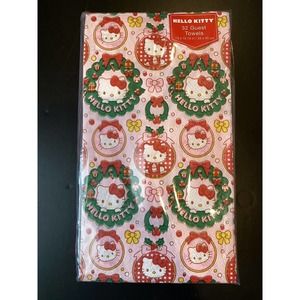 HELLO KITTY Holiday‎ CHRISTMAS WREATHS 32 Guest Towels 3-Ply Paper Party Napkins